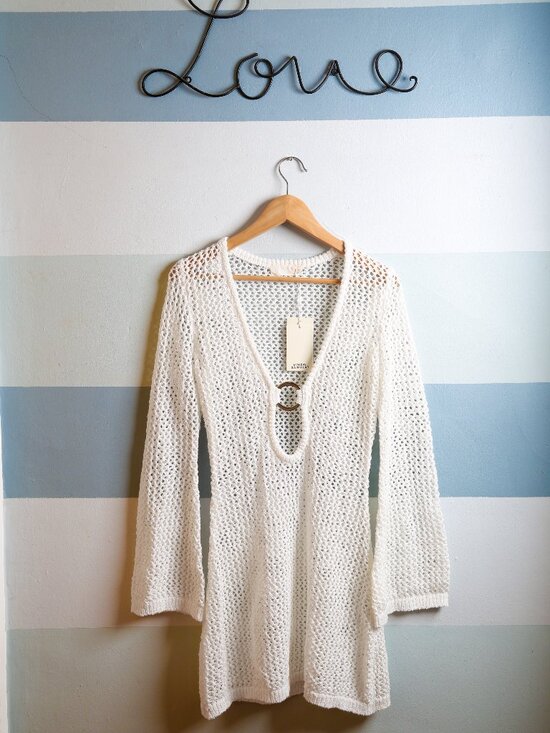 Monday Swimwear Other - NEW MONDAY SWIMWEAR Montego Mini Dress Optic White Petit Crochet Cover-up